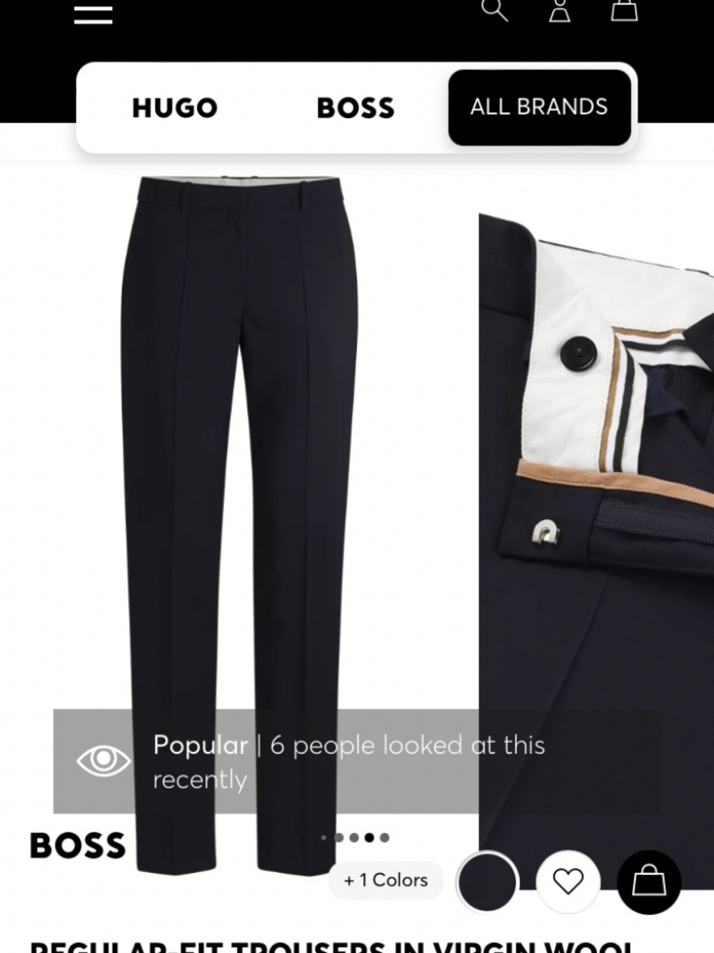 Hugo Boss gaberdine pants - size 6, navy